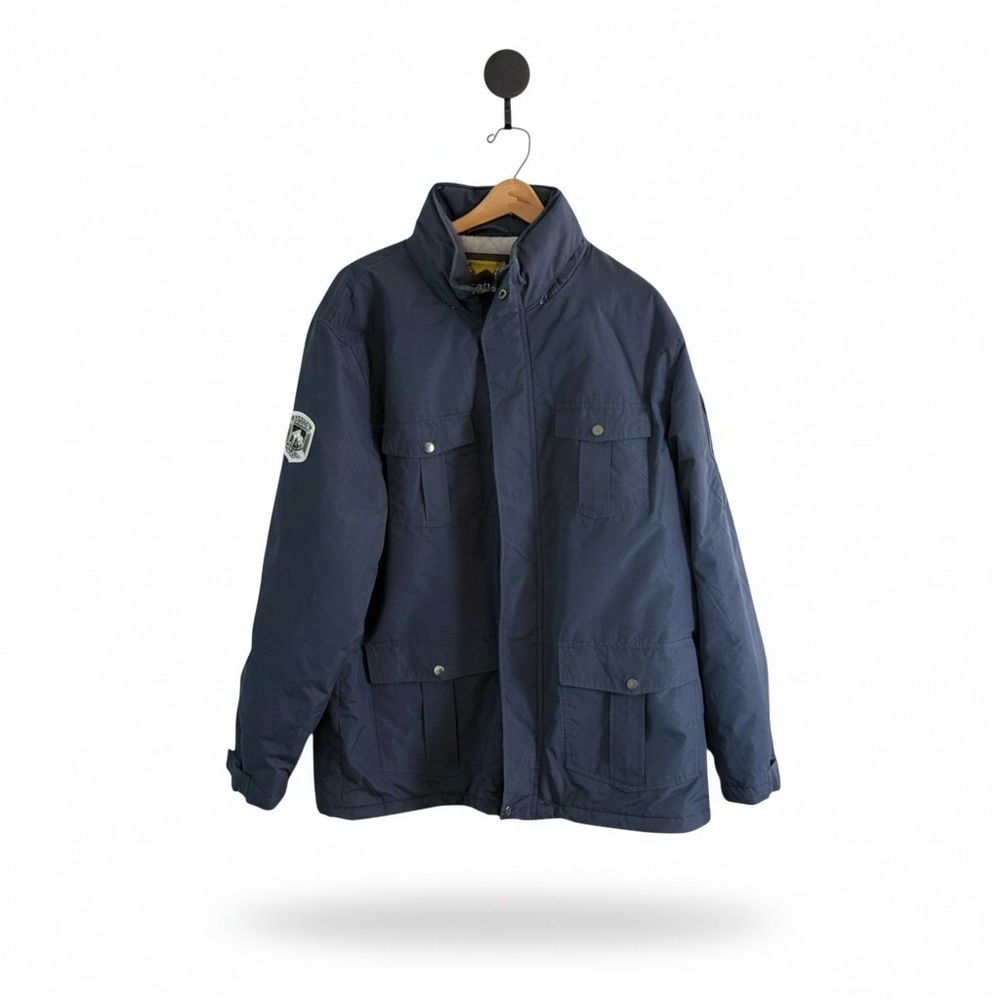 Atlas For Men Dark Blue Men's Coat Outdoor Winter Zip Jacket Hood In Collar XL - Picture 2 of 14
